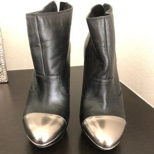 Jessica Simpson Black Booties with Silver toe cap